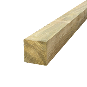 10ft Green Treated Square Top Wooden Fence Post 3000mm x 100mm x 100mm (4" x 4")